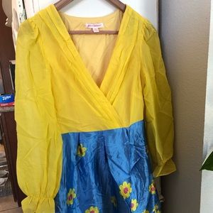 Betsey Johnson yellow and blue dress